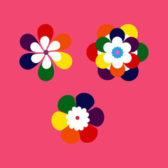 Happy pride month banner with flower and pride color isolated. Pride month or pride day poster, flyer, invitation party card deign template. on pink background