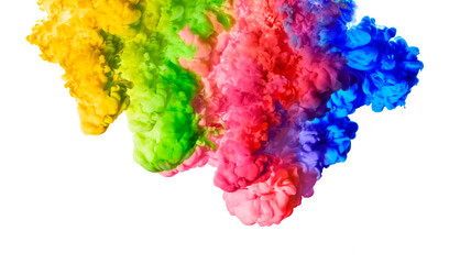 Rainbow of Acrylic Ink in Water. Color Explosion