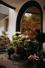 flower arrangements in the garden in summer