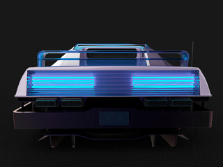 cyberpunk car on dark background rear view