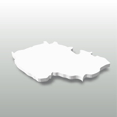 Czech Republic - white 3D silhouette map of country area with dropped shadow on grey background. Simple flat vector illustration.