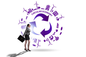 Concept of circular economy with businesswoman
