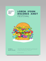 Food festival poster. Design with colorful abstract vector illustration.