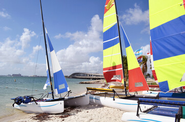 sailboats on the beach
