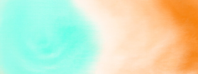 Tie dye watercolor gradient background in orange and blue. Sumer illustration for a banner, clothes disign, t-shirt in hippy style.