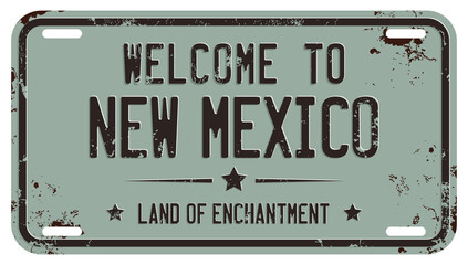 Welcome To New Mexico. Vector Grungy License Plate.