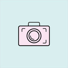pink camera icon, web, video, photo vector illustration