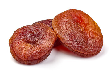 Healthy dried Apricots, isolated on white background. High resolution image.