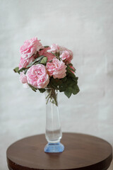 bouquet of pink roses in vase