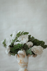 bouquet of white roses in vase