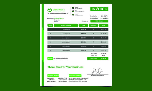 Invoice Design Template with Creative Designs	
