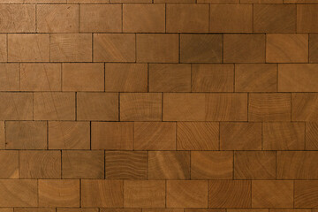 Seamless end grain wood texture. Cross cut lumber blocks. wooden floor in the room