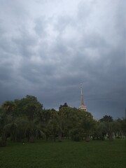 Obraz premium church tower in the city