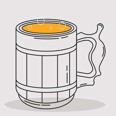 Glass beer draw drink alcohol liquid enjoy icon - Vector