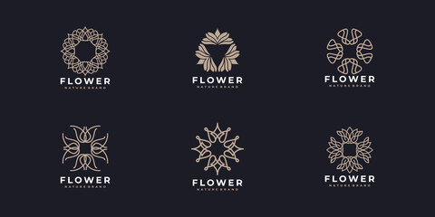 abstract logo, line art flower logo design