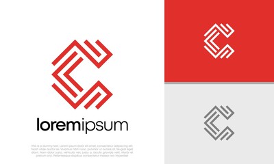 Innovative high tech logo template. Abstract artificial intelligence logo. Initial C logo design.