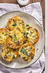 Vegetarian egg muffins with mushroom, spinach and cheese for Breakfast