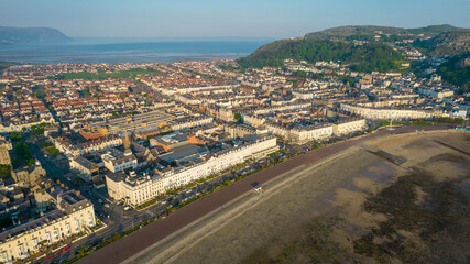 Drone photograph of Llandudno pier and promenade