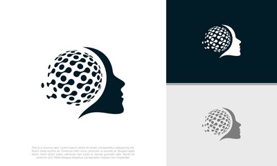 Abstract artificial intelligence logo. Innovative high tech logo template. Smart computer. machine learning. Cognitive logo. Technology Logo.