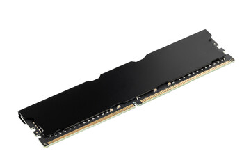 modern gaming black ddr4 desktop memory module isolated on a white background. computer ram memory...