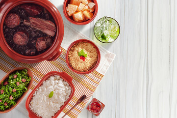 Brazilian meal feijoada food - Top view