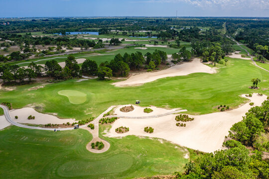 Aerial view of Sandridge Golf Club in Vero Beach, Florida, United States.