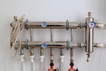 Plumbing piping. Water supply system in the house. Background