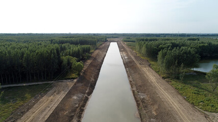 Natural scenery of water system around the city, North China