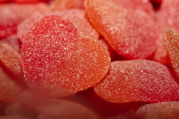 Red heart shaped jelly candies