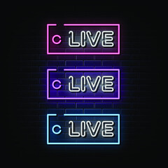 Live now neon sign, neon symbol