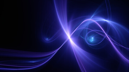 Naklejka premium Abstract background, smooth multicolored lines on a black background.