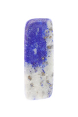 Lapis lazuli jewel stone texture on white light isolated background. Macro closeup.