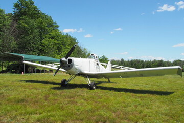 The prop plane is getting ready to fly.