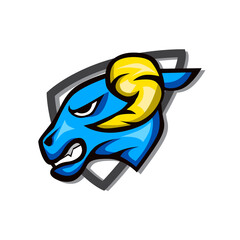 Goat head esports mascot logo design. design for template