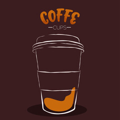 Dark cup cartoon coffee drink color vector illustration