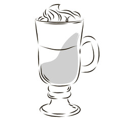 Isolated cup glass coffee drink draw vector illustration
