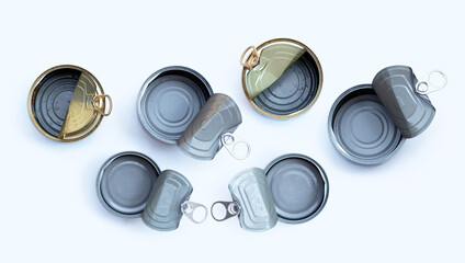 Empty canned on white background.