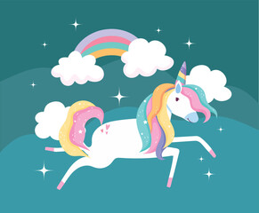 cute white unicorn © Stockgiu