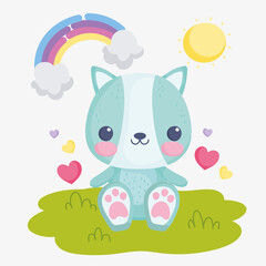 cute cat stuffed on grass