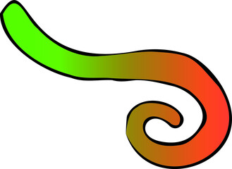 Hand draw green spiral, swirl,abstract doodle. Branch 