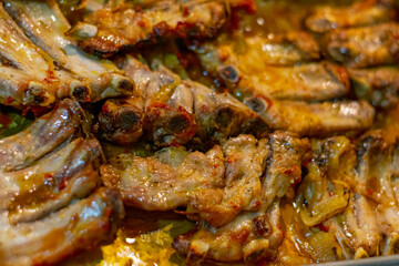 Meat bones, grilled porc meat texture