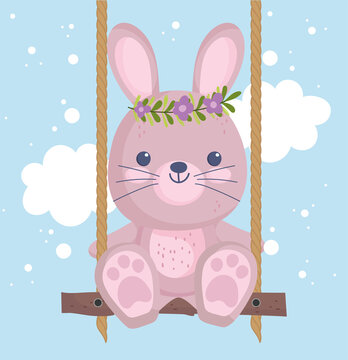 cute rabbit on swing