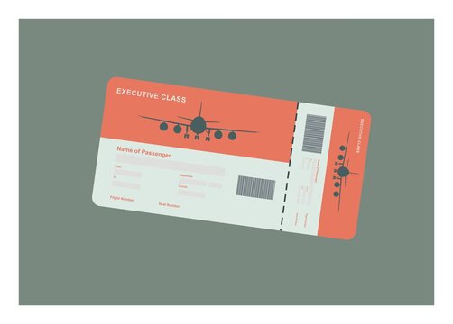 Airplane ticket with airplane icon