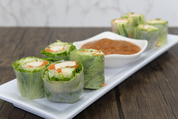 Fresh rolls for that vegetarian craving with tofu and dipping sauce