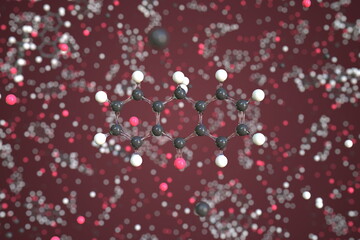 Molecule of anthrone, conceptual molecular model. Conceptual 3d rendering