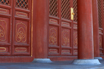 Classical wooden window lattice in the temple of heaven, Beijing