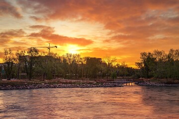 Warm Sunrise Over The Bow River