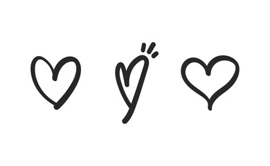 Hand drawn hearts. Love symbol. Illustration doodles.