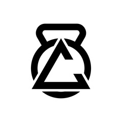 Fitness gym kettlebell logo wrapped with triangle initials C