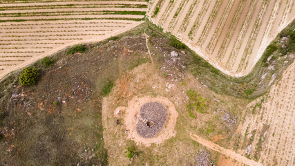 Aerial view of dolmens in Rioja, Spain